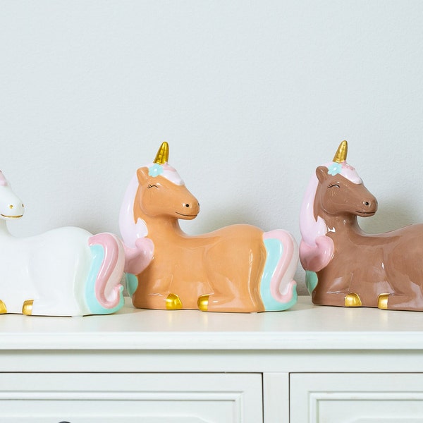 Unicorn Piggy Banks for girls personalized, ceramic piggy bank for kids