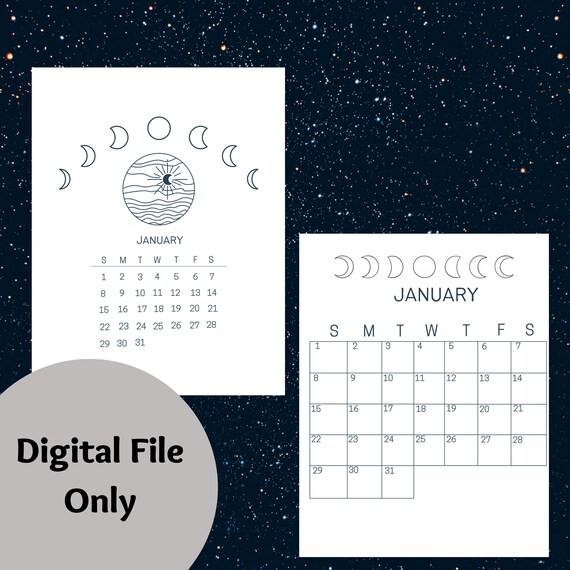Celestial Printable Desk Calendar, 2023 Editable Calendar Template, Trendy Monthly  Calendar for the New Year - Etsy