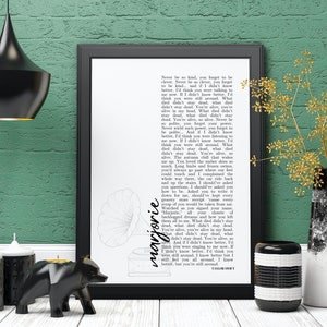 MARJORIE Digital Lyrics Poster | Evermore Album | Home, Office, Kitchen Decor