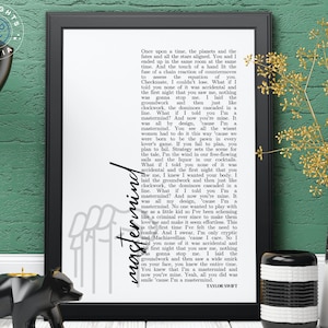MASTERMIND Digital Lyrics Poster | Midnights Album | Home, Office, Kitchen Decor