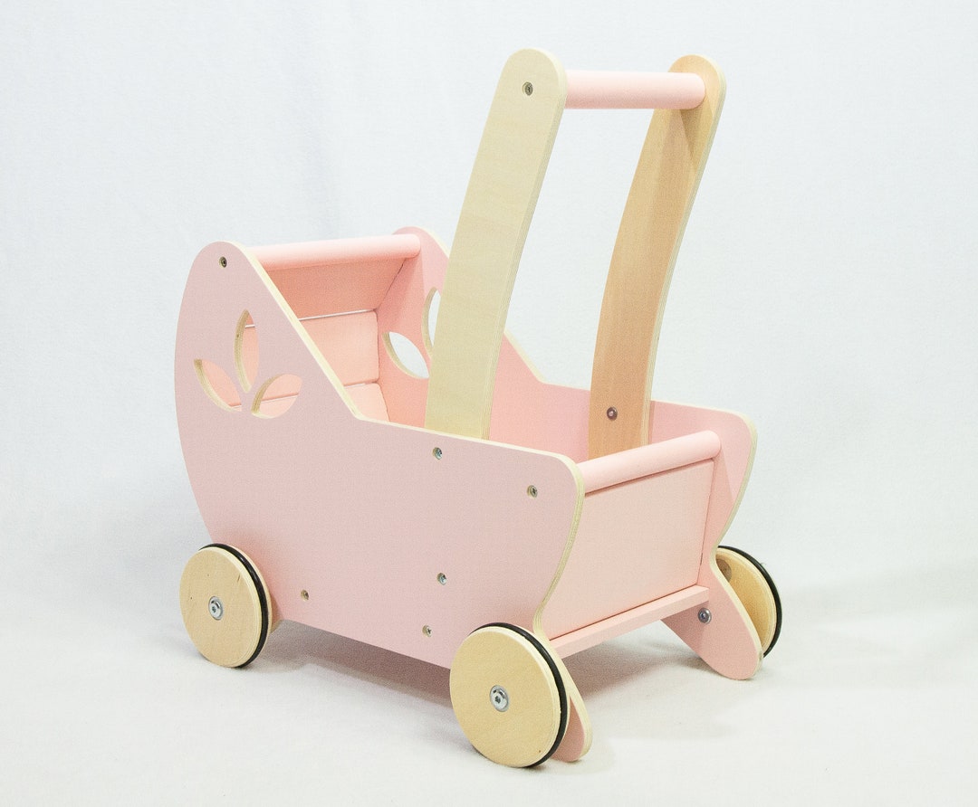 Wooden Toys Baby Pram Walker Pink Intended for Children 12 M - Etsy