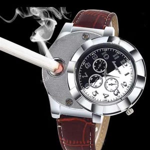 military cigarette cigar lighter watch men quartz refillable wrist watch image 3