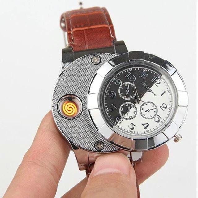 Military Cigarette Cigar Lighter Watch Men Quartz Refillable Wrist Watch