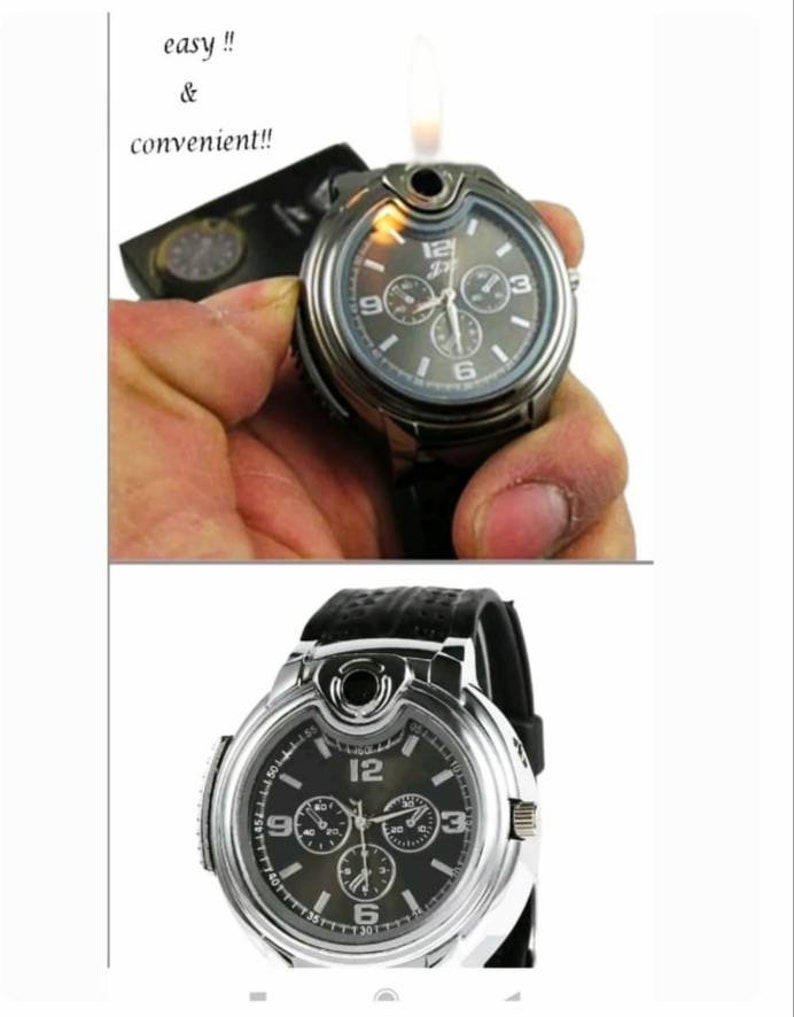 Military Cigarette Cigar Lighter Watch Men Quartz Refillable Etsy