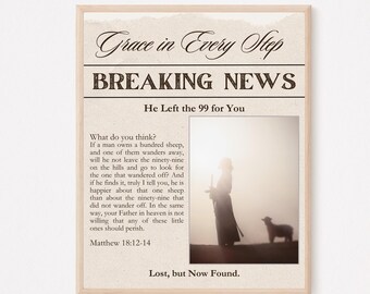 Christian Trendy Newspaper Wall Decor Christian Good News Aesthetic Christian Art Vintage Bible