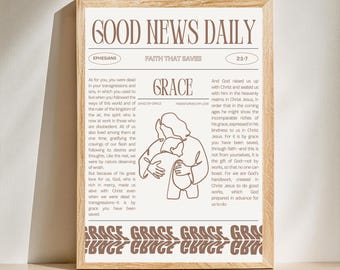 Christian Trendy Newspaper Wall Decor Christian Good News Aesthetic Christian Art Vintage Bible
