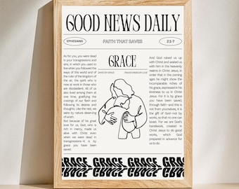 Christian Trendy Newspaper Wall Decor Christian Good News Aesthetic Christian Art Vintage Bible