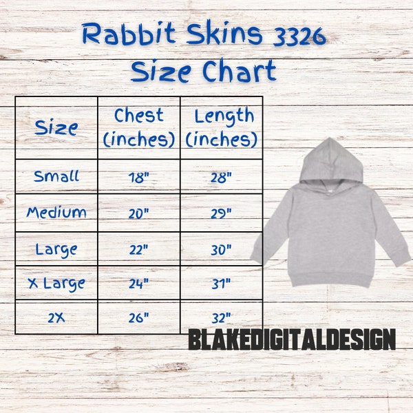 Rabbit Skins Toddler Hoodie Size Chart Etsy