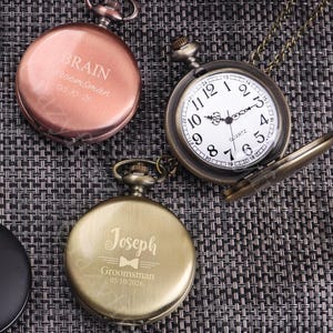 Custom Engraved Pocket Watch, Groomsmen Gifts, Personalized Pocket Watches, Best Man Gift, Father of Groom Gift, Wedding Pocket Watch
