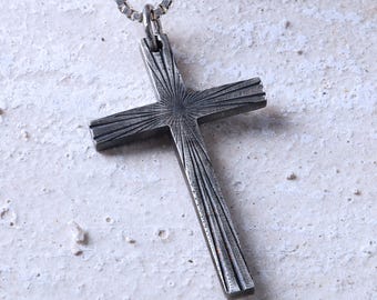 Collar con colgante de cruz de plata de ley oxidada, joyería para hombre, regalo