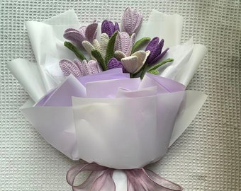 Crochet Tulip Flower, Crochet Bouquet, Wedding Bouquet, Anniversary Gift, Housewarming Gift, Home Decor, Crochet Art,Mother's Day bouquet