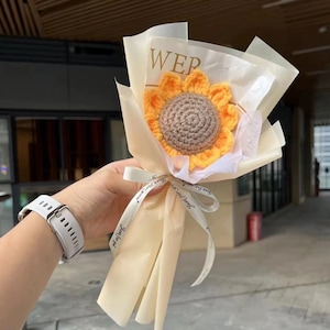 crochet sunflower bouquet,1pcs sunflower,Anniversary Gift,Handmade Knitted Flower,Birthday,girlfriend,mother long distance love forever gift