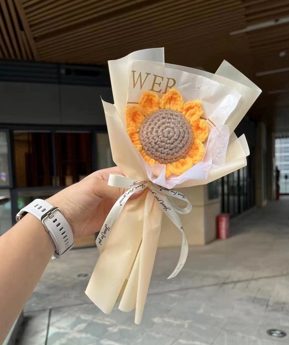 crochet sunflower bouquet,1pcs sunflower,Anniversary Gift,Handmade Knitted  Flower,Birthday,girlfriend,mother long distance love forever gift