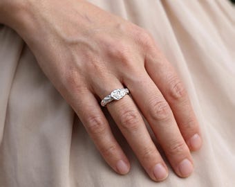 Women Engraved Sterling Silver Floral Rose Ring Leaf Vine Stackable Promise Band For Girlfriend Wife Mom Anniversary Valentine Birthday Gift