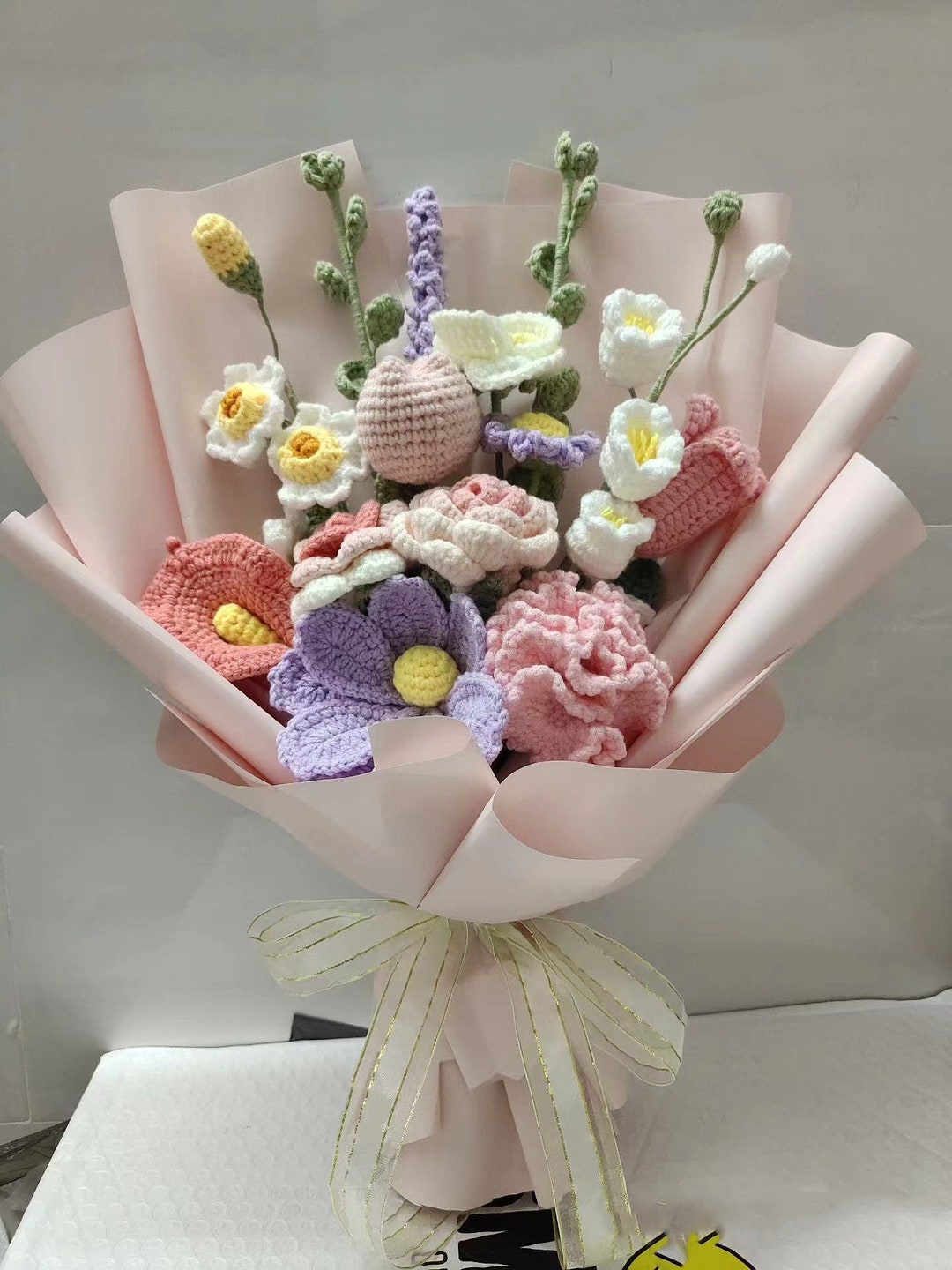Knitted Flowers Bouquets,crochet Flower,knitted,handmade,finished Product Bouquet,gift for Her