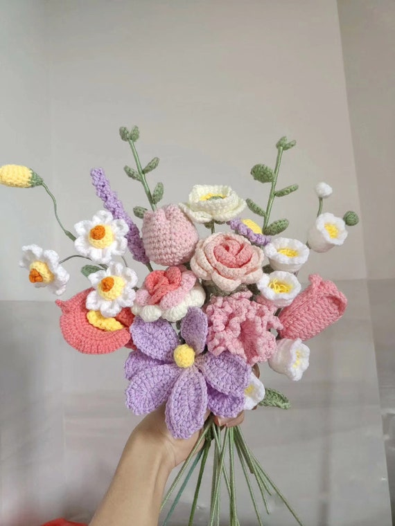 Buy Knitted Flowers Bouquets,crochet Flower,knitted,handmade 
