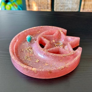 Celestial Moon and Star Resin Trinket Dish