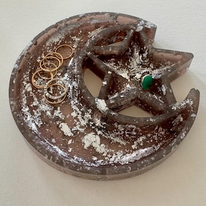 Celestial Moon and Star Resin Trinket Dish