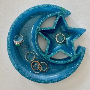 Celestial Moon and Star Resin Trinket Dish