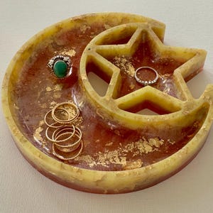 Celestial Moon and Star Resin Trinket Dish