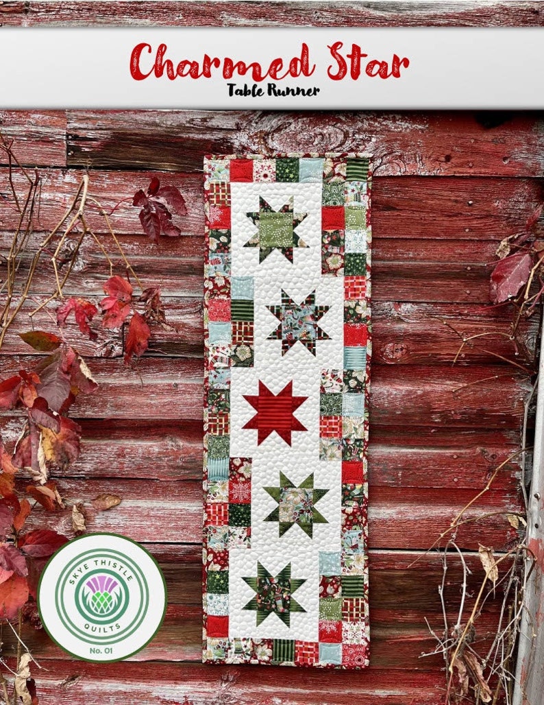 Charmed Star Christmas Quilted Table Runner Pattern PDF Etsy
