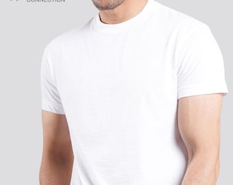 Wholesale / Bulk White Blank Urban Connection Adult CVC Crew Neck T-Shirts 60% Cotton / 40 Polyester - HTV - Embroidery - Screen Printing