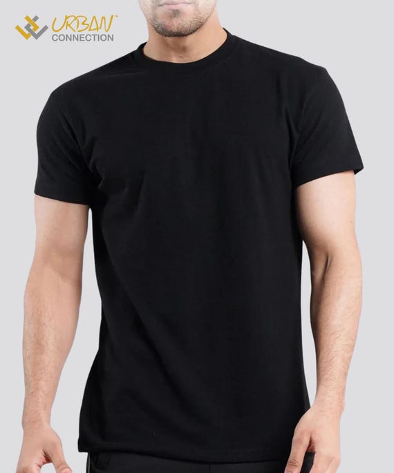 Wholesale Bulk Black Blank Urban Connection Adult CVC Crew Neck