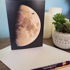 Moon greeting card blank, nature card - birthday - night sky photos -astro-photography - love you to the moon, space birthday card