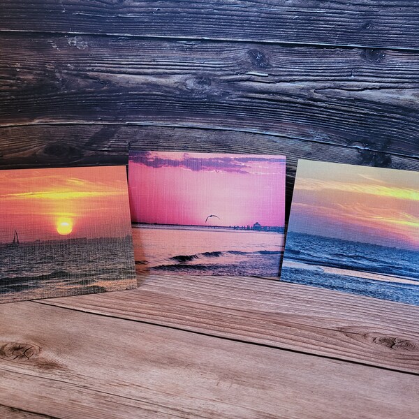 Sunset beach photo notecards, sunset beach notes, birthday, get well, scenic notecard gift set, 6 blank cards and envelopes
