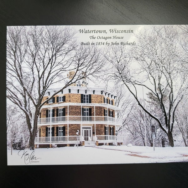 Photo Octagon House postcard blank- Watertown Octagon House - Watertown Wisconsin- landscape card - history photography - blank post card