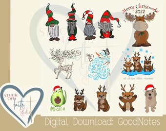 Christmas Digital stickers for GoodNotes, fun pack
