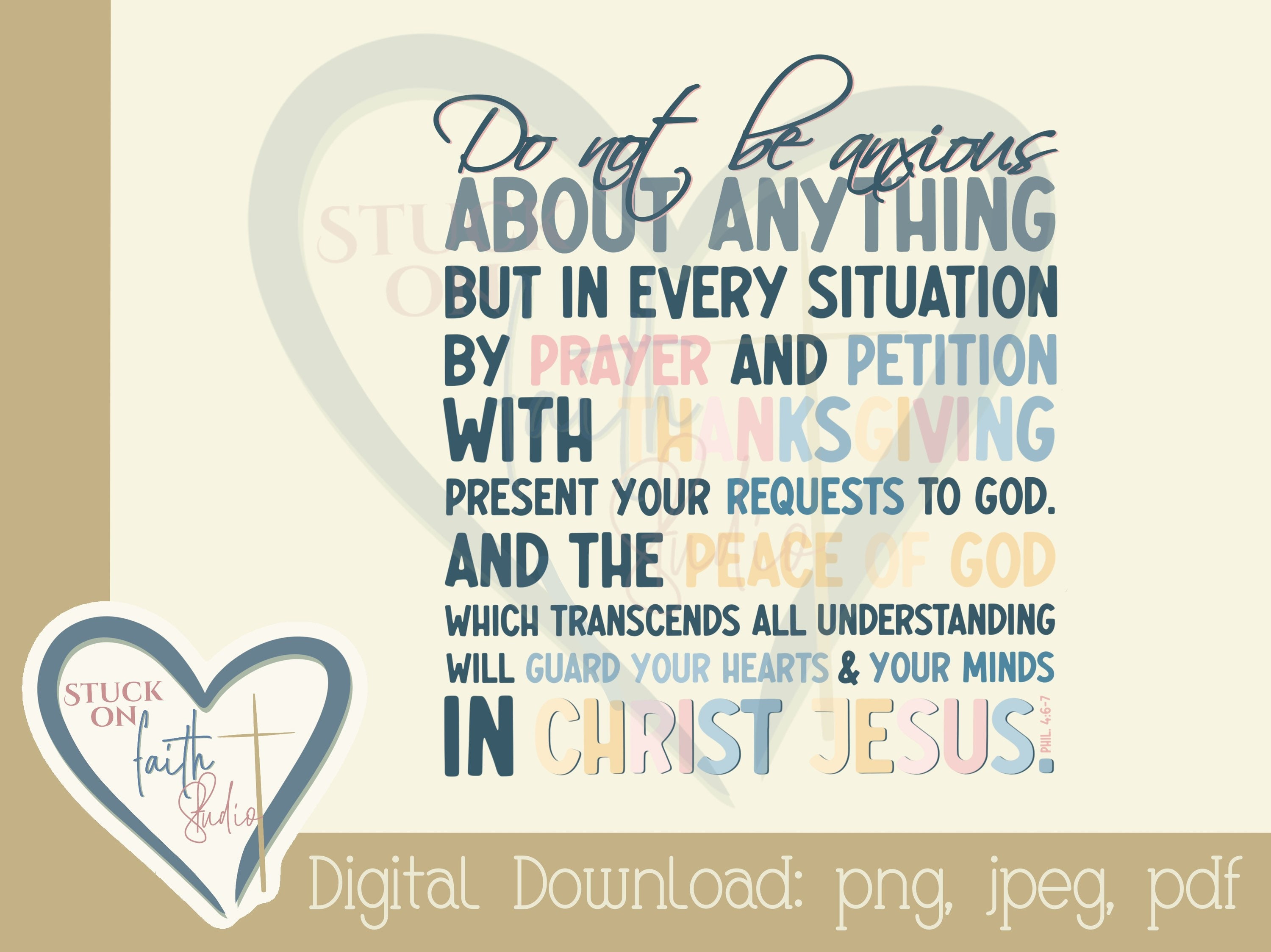 Do Not Be Anxious About Anything - Digital Download, Clip Art, Use for ...