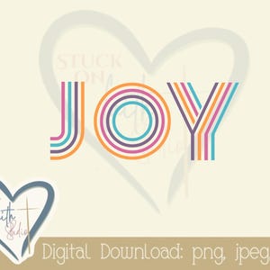 Joy Retro - Téléchargement numérique, clipart, utilisation pour des autocollants, des cartes de correspondance, des impressions, un journal biblique, - png, jpg, pdf