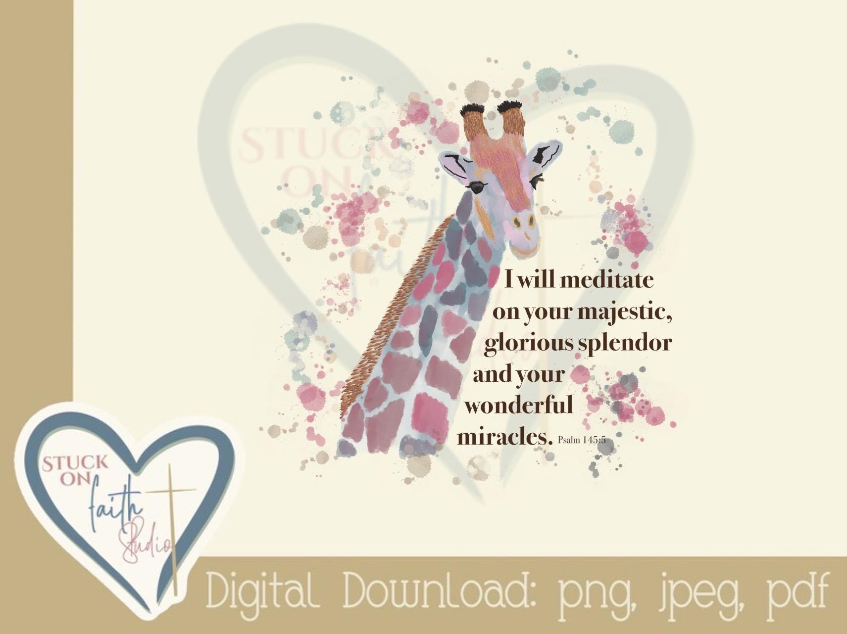 Giraffe Glorious Splendor Wonderful Miracles - Digital Download, Clip Art,  Stickers, Notecards, Prints, Bible Journaling - Png, Jpg, Pdf - Etsy, image size:1711x1282