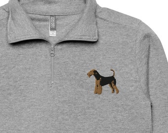 Airedale Terrier - Moletom cinza unissex com zíper 3/4 - Presente para cachorro Airedale Terrier - presentes para donos de Airedale Terrier