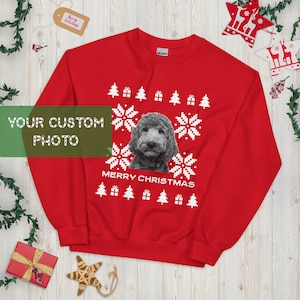 Custom pet holiday sweater - dog lover ugly sweater - Personalized Pet Christmas Sweater - Dog mom ugly sweatshirt, Custom Pet photo sweater