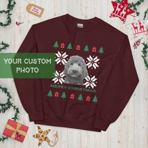 Custom pet holiday sweater - dog lover ugly sweater - Personalized Pet Christmas Sweater - Dog mom ugly sweatshirt, Custom Pet photo sweater