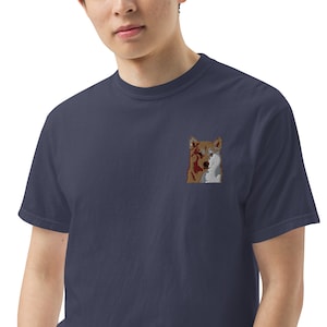 Shiba Inu dog - Navy Blue - Garment-Dyed Heavyweight T-Shirt