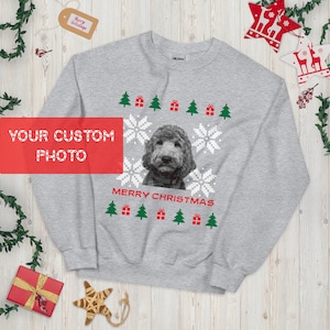 Custom pet holiday sweater - dog lover ugly sweater - Personalized Pet Christmas Sweater - Dog mom ugly sweatshirt, Custom Pet photo sweater
