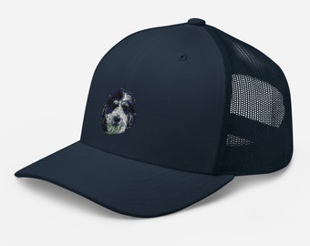Bernedoodle Hund, Navy, Trucker Cap, Pop Art Design, Hundemama Geschenk