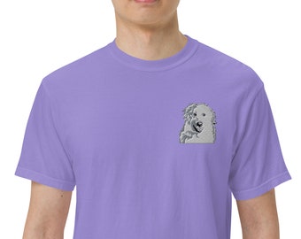 Grote Pyreneese hond - Licht paars - kleding geverfd zwaargewicht Comfort Colors t-shirt - Geborduurd Logo