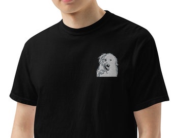 Grote Pyrenees hond - Zwart - kleding geverfd zwaargewicht Comfort Colors t-shirt - Geborduurd Logo