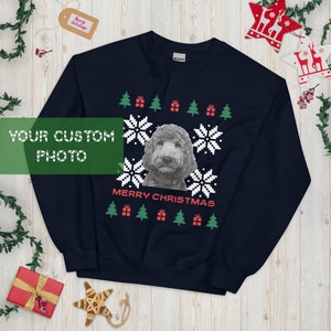 Custom pet holiday sweater - dog lover ugly sweater - Personalized Pet Christmas Sweater - Dog mom ugly sweatshirt, Custom Pet photo sweater