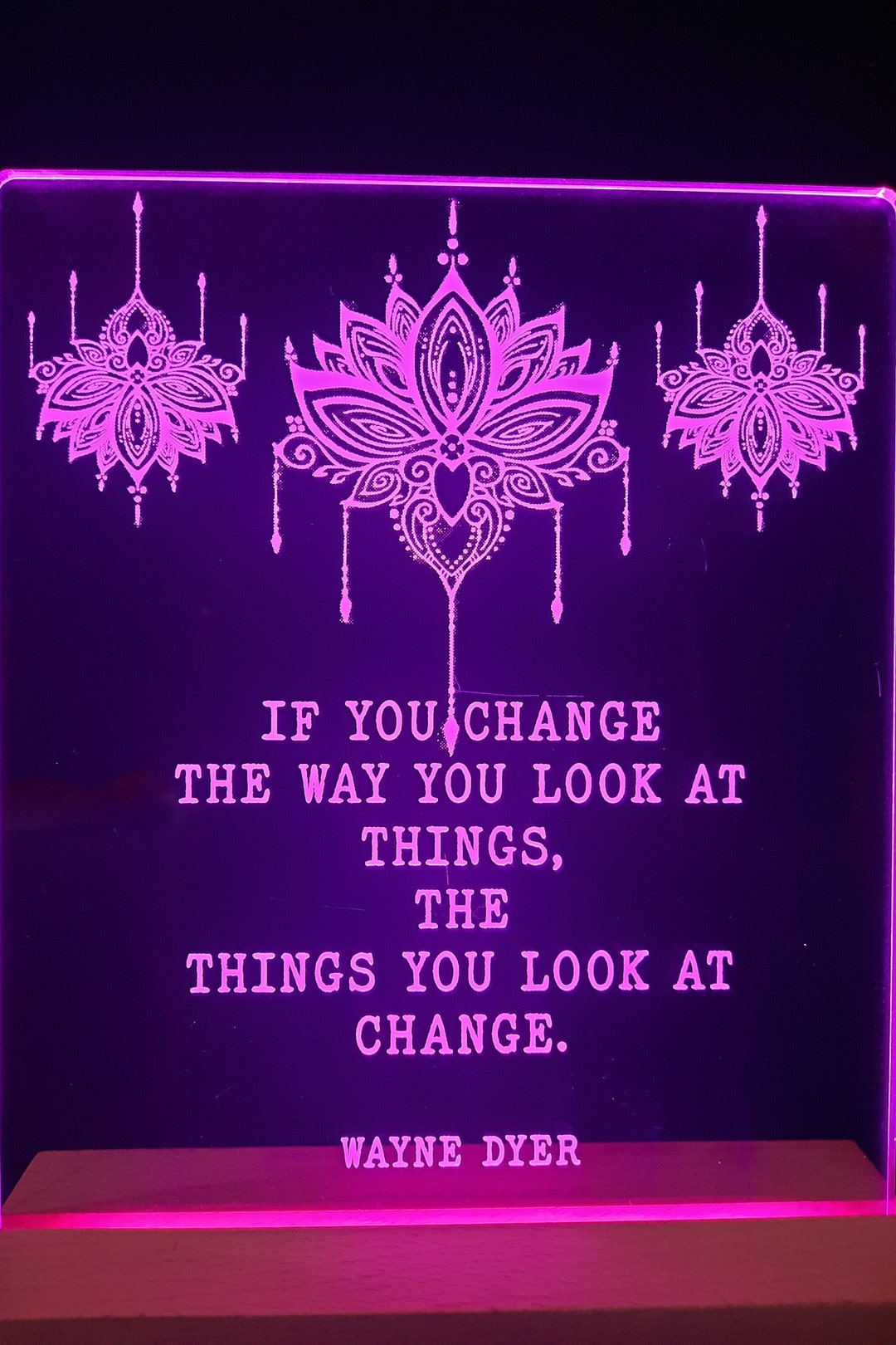Led Signs Inspiration Inspirational Quote LED Sign: Mandala Design, Color Changing Acrylic ...