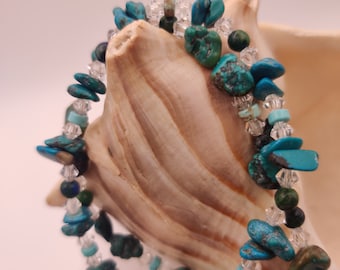 Authentic Turquoise, Crystal, Heishi Beads Turquoise.