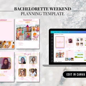Bachelorette Planning Template in Pink | Editable on Canva | PDF