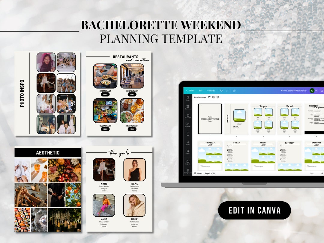 Bachelorette Planning Template Editable on Canva PDF Etsy Bachelorette Planning Template Editable on Canva PDF Etsy