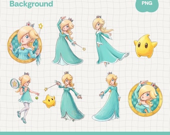 Rosalina Clipart | PNG Rosalina | Super Mario Galaxy | Rosetta PNG | Wake Clipart | Super Mario Rosalina | Luma | Digitaler Download
