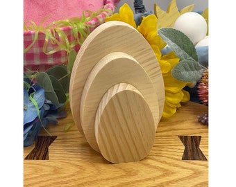 Unfinished Spring Easter Egg Tall Craft Solid Wood Cutout, Tiered Tray decor, DIY Craft Wood Shape, DIY Easter Decor Blank Wood Cutout