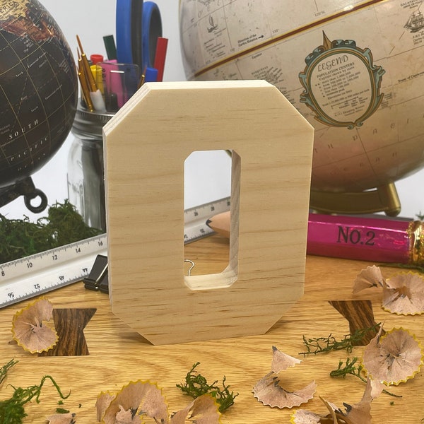 Tiered Tray Decor Unfinished Wooden Letter O, Wood Lettering Alphabet Letters, Free Standing Shelf Sitter Block Letters Farmhouse Decor